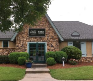 a building with a sign on the front